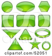 Royalty Free RF Clipart Illustration Of A Blank Green Icon Button Shapes by dero