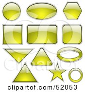 Royalty Free RF Clipart Illustration Of A Blank Yellow Icon Button Shapes