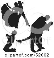 Royalty Free RF Clipart Illustration Of A Digital Collage Of Black Dancer Silhouettes Version 5