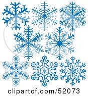 Poster, Art Print Of Digital Collage Of Intricate Blue Snowflakes - Version 1