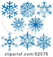 Poster, Art Print Of Digital Collage Of Intricate Blue Snowflakes - Version 2