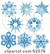 Poster, Art Print Of Digital Collage Of Intricate Blue Snowflakes - Version 3