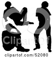 Royalty Free RF Clipart Illustration Of A Digital Collage Of Silhouetted Guy Poses Version 1