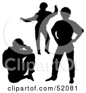 Poster, Art Print Of Digital Collage Of Silhouetted Guy Poses - Version 4