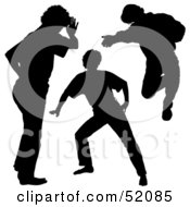 Royalty Free RF Clipart Illustration Of A Digital Collage Of Silhouetted Guy Poses Version 3