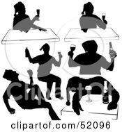 Poster, Art Print Of Digital Collage Of A Silhouetted Drinking Men In Santa Hats - Version 4