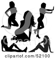 Royalty Free RF Clipart Illustration Of A Digital Collage Of Sexy Lady Silhouettes Version 4