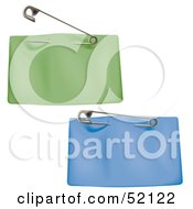 Royalty Free RF Clipart Illustration Of A Digital Collage Of Two Blank Green And Blue Price Tags With A Clothes Pin