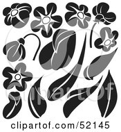 Royalty Free RF Clipart Illustration Of A Digital Collage Of Floral Elements Version 9