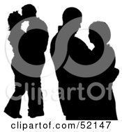 Royalty Free RF Clipart Illustration Of A Digital Collage Of Silhouetted Romantic Lovers Version 3