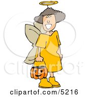 Poster, Art Print Of Girl Wearing Halloween Angel Costume While Trick-Or-Treating