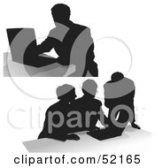 Royalty Free RF Clipart Illustration Of A Digital Collage Of Businessman Silhouettes Version 5 by dero