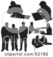 Royalty Free RF Clipart Illustration Of A Digital Collage Of Businessman Silhouettes Version 15