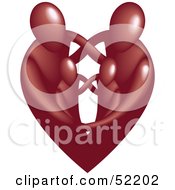 Royalty Free RF Clipart Illustration Of A Family Of Four Embracing And Forming The Shape Of A Maroon Heart by AtStockIllustration