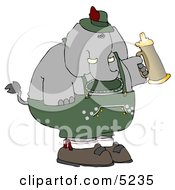 Humorous Elephant Holding A Beer Stein While Celebrating Oktoberfest Holiday Clipart