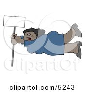 Poster, Art Print Of African American Woman Onto A Blank Sign Pole While Being Blown Around In A Severe Tropical Wind Storm Clipart