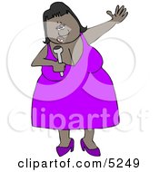 Middle Aged African American Diva Singer Woman Clipart