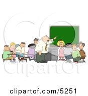 Teacher And Elementary Students In Classroom Clipart