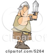Goofy Roman Soldier Fighting With Sword Clipart