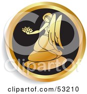 Poster, Art Print Of Round Gold And Black Virgo Astrology Icon