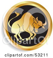 Poster, Art Print Of Round Gold And Black Taurus Astrology Icon