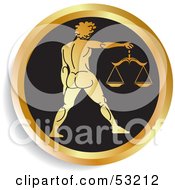 Round Gold And Black Libra Astrology Icon