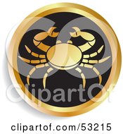 Round Gold And Black Cancer Astrology Icon