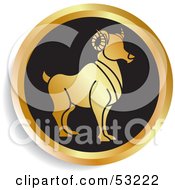 Round Gold And Black Aries Astrology Icon