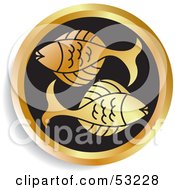 Round Gold And Black Pisces Astrology Icon