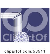 Royalty Free RF Clipart Illustration Of An Abstract Lined Waterfall Crashing Downwards Into Bubbles On Dark Purple