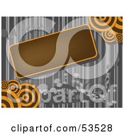Royalty Free RF Clipart Illustration Of A Blank Brown Text Box With Circles Over A Vertical Gray Stripe Background