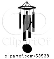 Royalty Free RF Clipart Illustration Of A Black Silhouetted Wind Chime