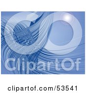 Royalty Free RF Clipart Illustration Of A Background Of A Solar Flare Over Blue Lined Waves