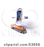 Royalty Free RF Clipart Illustration Of A 3d Cell Phone Riding On A Skateboard by Julos