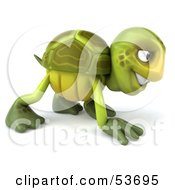 Royalty Free RF Clipart Illustration Of A 3d Green Tortoise Slowly Walking On All Fours Version 3