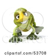 Royalty Free RF Clipart Illustration Of A 3d Green Tortoise Slowly Walking On All Fours Version 2