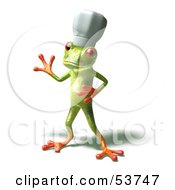 Cute 3d Green Tree Frog Chef Wearing A Hat Pose 4 by Julos