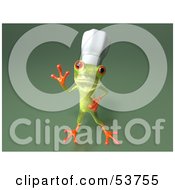 Cute 3d Green Tree Frog Chef Wearing A Hat Pose 8 by Julos