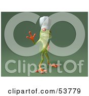 Cute 3d Green Tree Frog Chef Wearing A Hat Pose 7 by Julos
