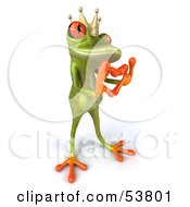 Cute 3d Green Tree Frog Prince Making A Heart With His Fingers - Pose 3