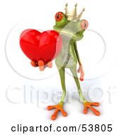Cute 3d Green Tree Frog Prince Giving A Heart - Pose 2