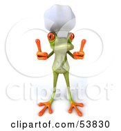 Cute 3d Green Tree Frog Chef Giving Two Thumbs Up Pose 2 by Julos