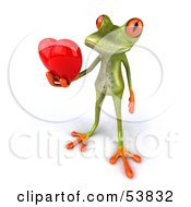 Cute 3d Green Tree Frog Giving A Red Heart Pose 3 by Julos