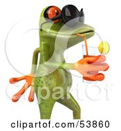 Cute 3d Green Tree Frog Sipping A Drink And Wearing Shades Pose 1 by Julos