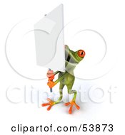 Cute 3d Green Tree Frog Holding A Sign On A Post Pose 3 by Julos