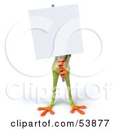 Cute 3d Green Tree Frog Holding A Sign In Front Of His Face by Julos