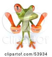 Royalty Free RF Clipart Illustration Of A Cute 3d Green Tree Frog Measuring With His Fingers by Julos #COLLC53934-0108