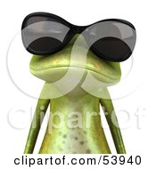 Cute 3d Green Tree Frog Wearing Shades - Pose 1