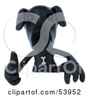 Royalty Free RF Clipart Illustration Of A 3d Black Lab Pooch Character Giving The Thumbs Up And Standing Behind A Blank Sign