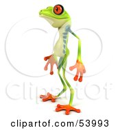 Cute 3d Green Poison Dart Frog Standing And Facing Left